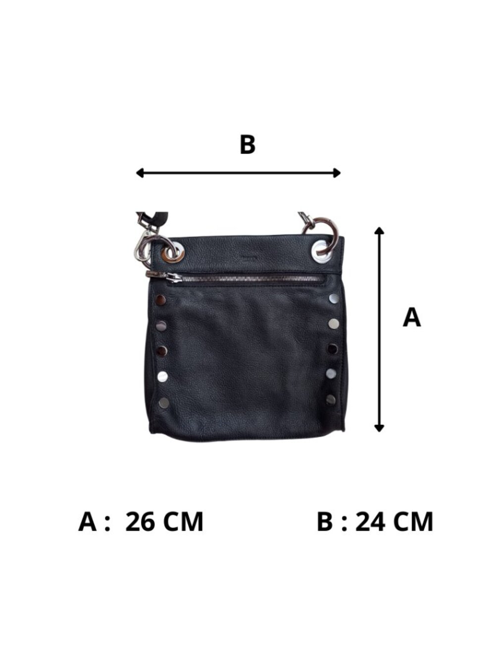 Hammitt Los Angeles Tony Small Black Leather Crossbody Bag - Silver Rivets - Picture 7 of 7